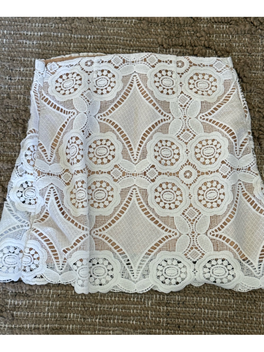 Abercrombie & Fitch White Tan Mini A-Line Skirt